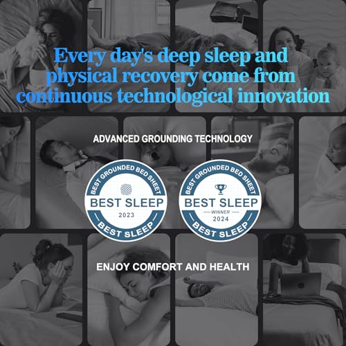 HLLBLL® Grounding Bedding Sheet Set, Bed Sheets and Pillowcase Set, 90% Organic Cotton+10% Pure Silver Organic Fitted Grounded Sheet for Improved Sleep, Pain Relief (White, (78 * 80.2 * 15inch)) by HLLBLL - Image 2