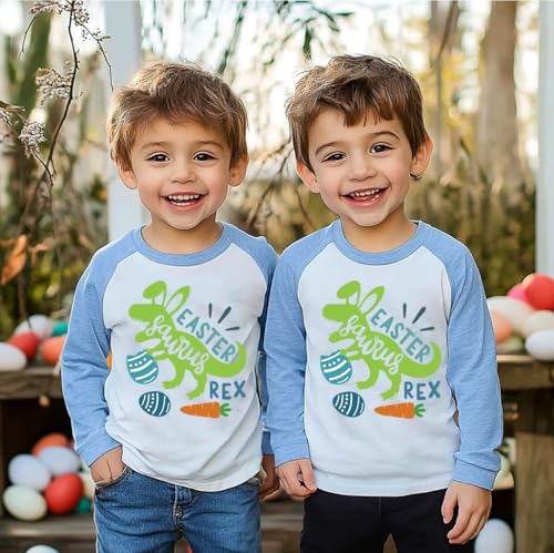 Easter Bunny Shirt for Toddler Boys Girls Eggs Hunts Tractor T-Shirts Kids Dinosaur Tees for 2-7T2