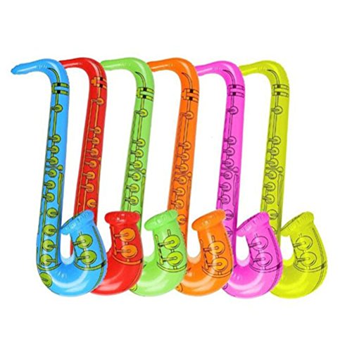 TOYMYTOY 6 Pcs Inflatable Musical Instruments Saxophone Toy, Adults Party Supplies Kids Toy Gift 28 Inches Random Color