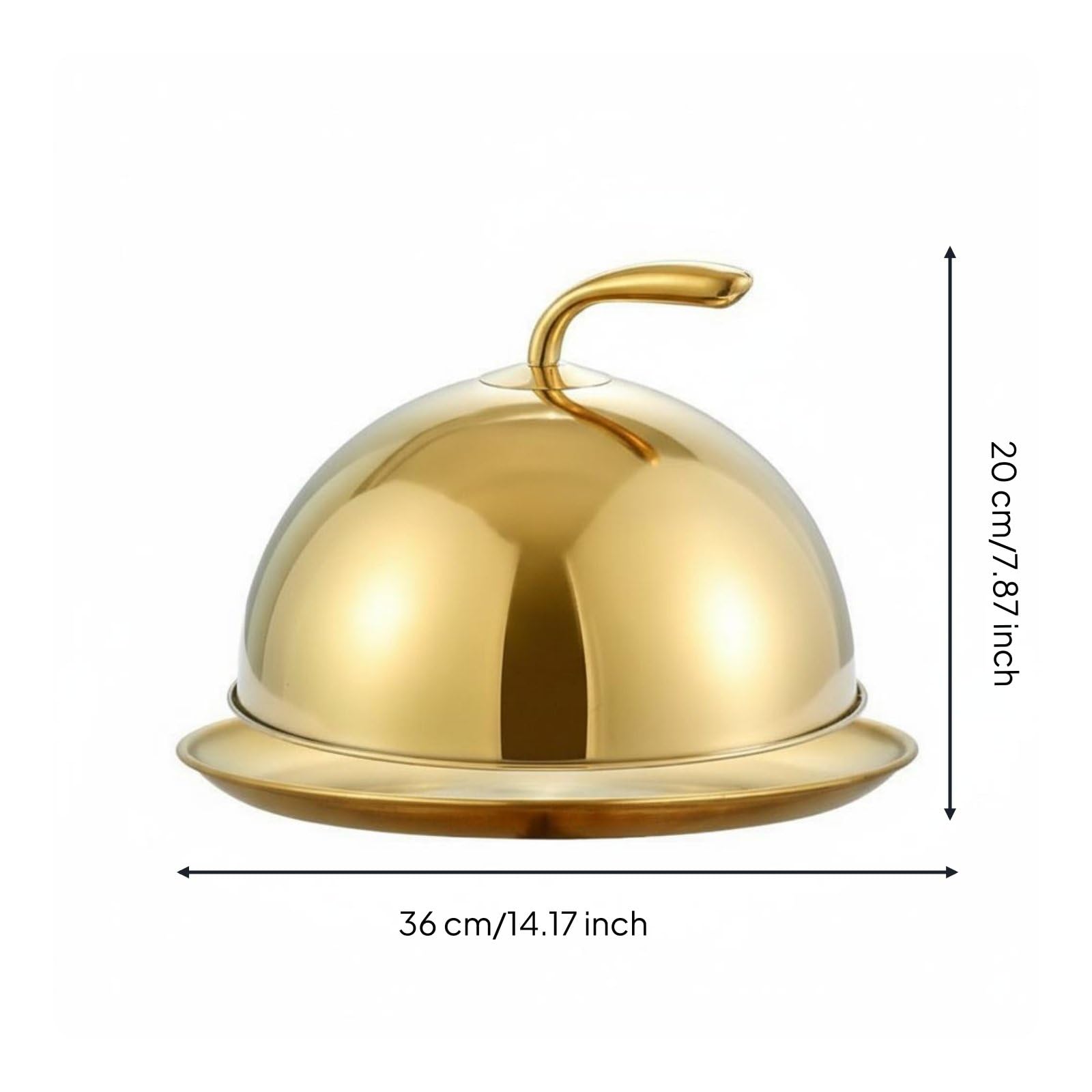 predolo Cloche in Acciaio Inossidabile Con Maniglia Cloche in Acciaio Inox Resistente Coperchio a Cupola per Bistecca per Ristoratori, Ristorante, Banchetti, Oro, 30cm-36cm SET