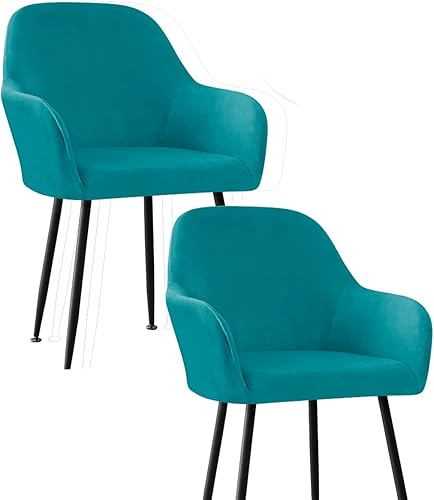 Miniatura 1 de Fundas elásticas de terciopelo para sillas de comedor con brazos, pequeñas y curvas, fundas protectoras para sillas de comedor, juego de 642 para