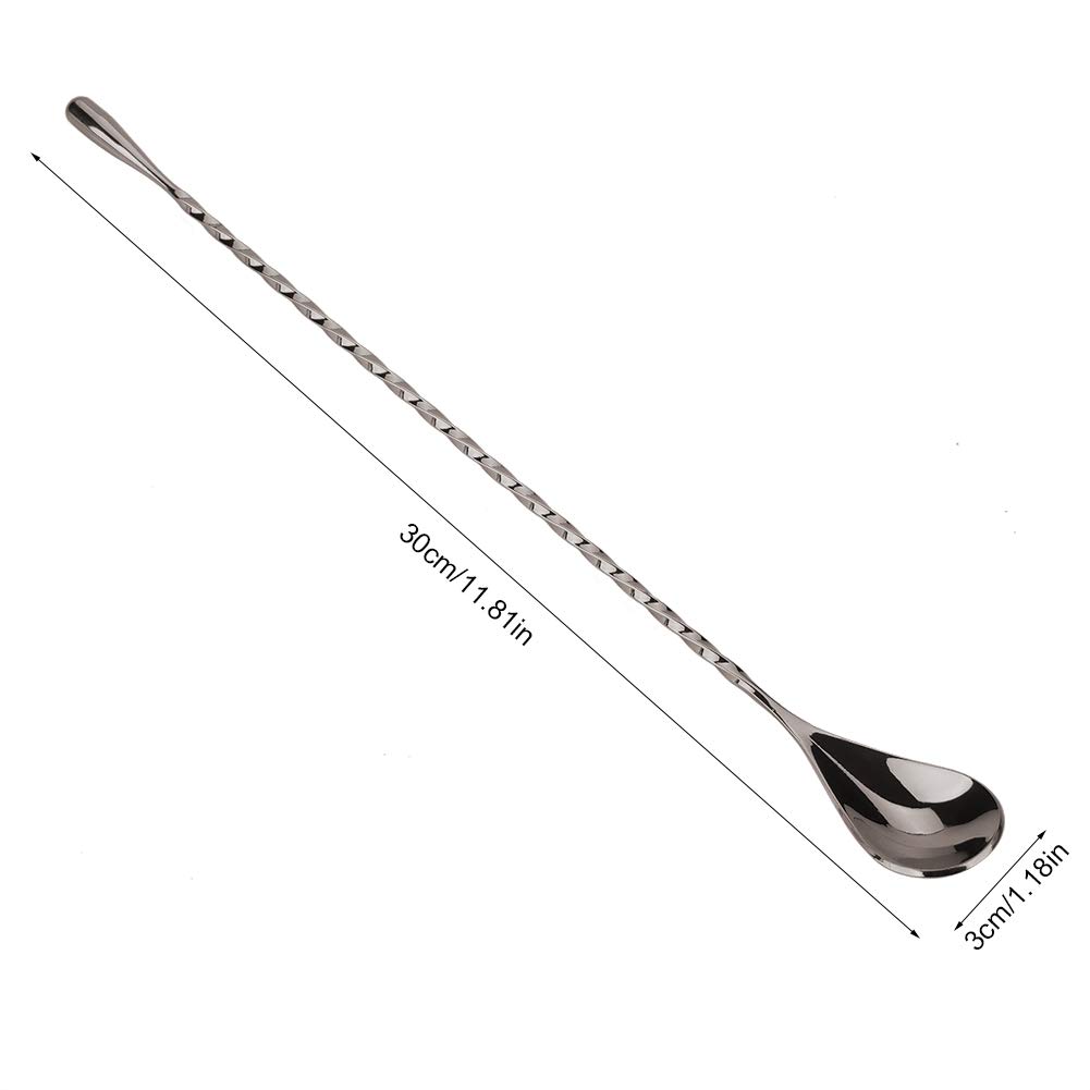 Bar Mixing Spoon with Long Handle, Cocktail Spoon Stainless Steel Bar Long Spoon Mixing Stirrers for Drink (round tail)