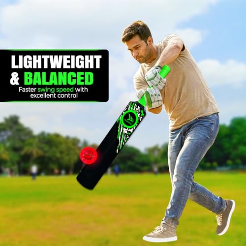 Image of MAYOR Blaster Cricket Bat for Kids & Adults | Plastic Bats for Indoor Tournament | Practice Bat | Full Size Tennis Bat for Cricket | (34 X 4.5 Inch) for All Age Group (Black /Green)