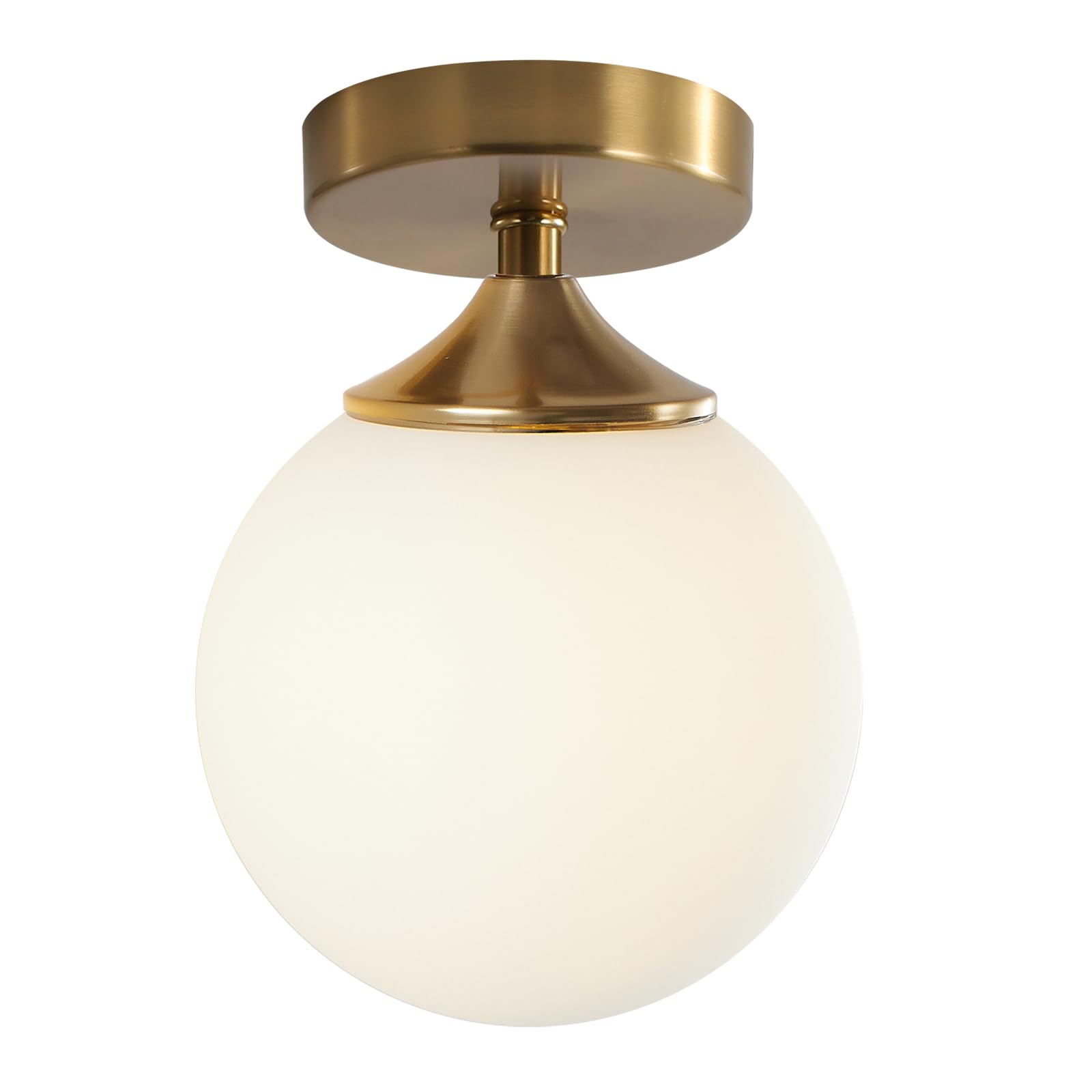 Photo 1 of **ITEMS FACTORY SEALED** KCO Lighting Small Milk Glass Globe Semi Flush Mount Ceiling Light Mid Century Modern Gold Ceiling Light Fixtures Brass Hallway Light for Hallway Entryway Bedroom