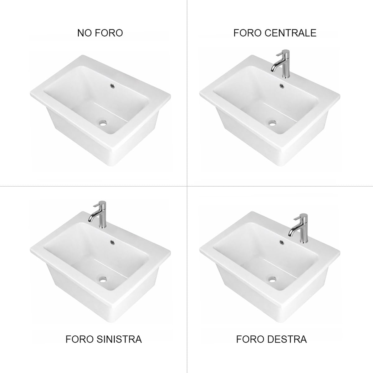 LAVABO LAVATOIO PILOZZO CERAMICA 60 x 51 YORK PROFONDO 25 CM TUTTA VASCA PER TOP O MOBILE DA INCASSO O INSTALLAZIONE CON STAFFE ANCHE IN ESTERNO IDEALE PER MOBILE DI DESIGN