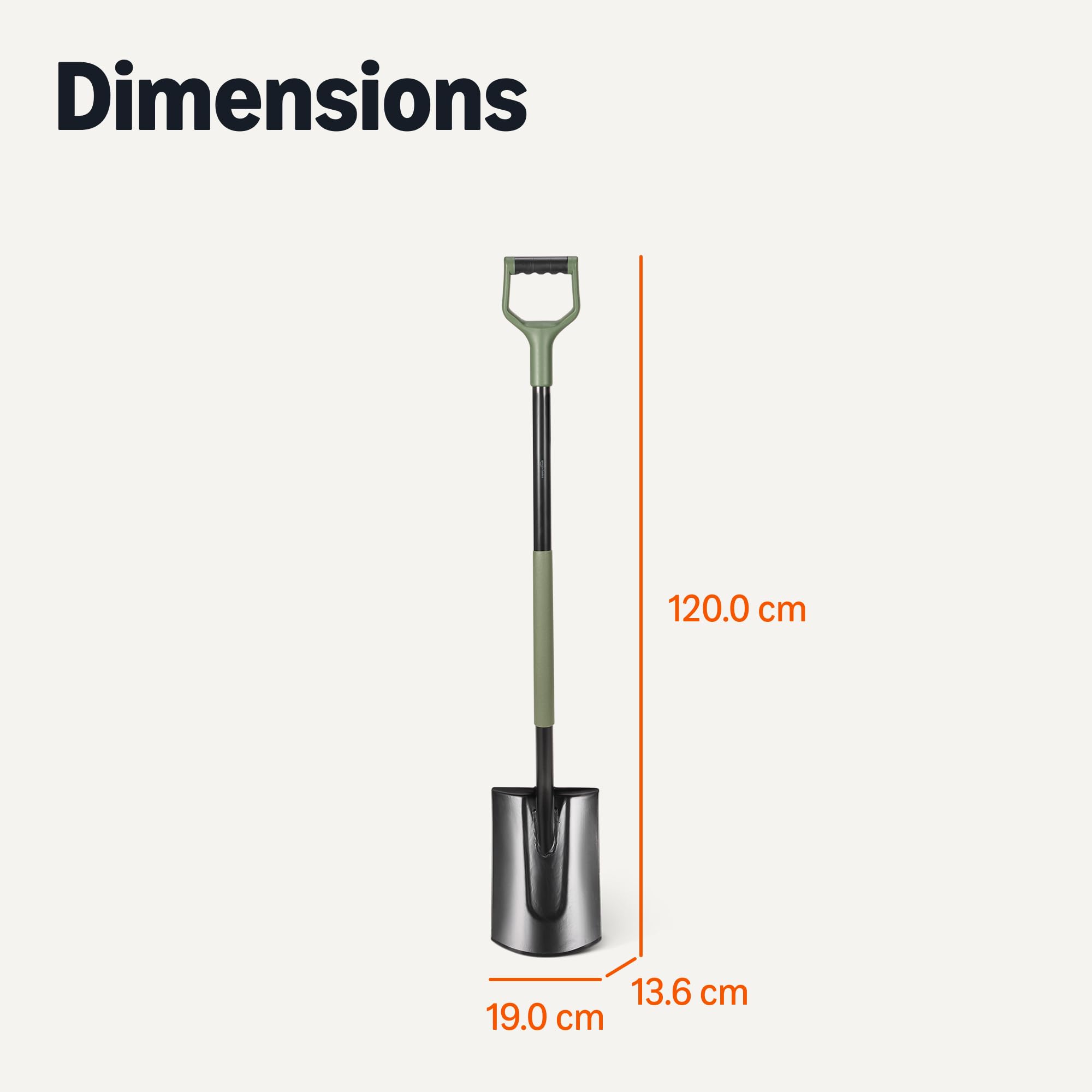 Amazon Basics - Pelle de Jardinage, 119,4 cm, en Acier