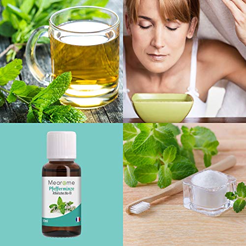 Pfefferminzöl BIO | 30 ml Ätherisches Öl 100% Naturrein | Minzöl gegen Kopfschmerzen Migräne | Pfefferminz Aroma Zum Verzehr | Diffuser Duftöl Duftlampe Aromatherapie Minze Pur auch China Öl genannt