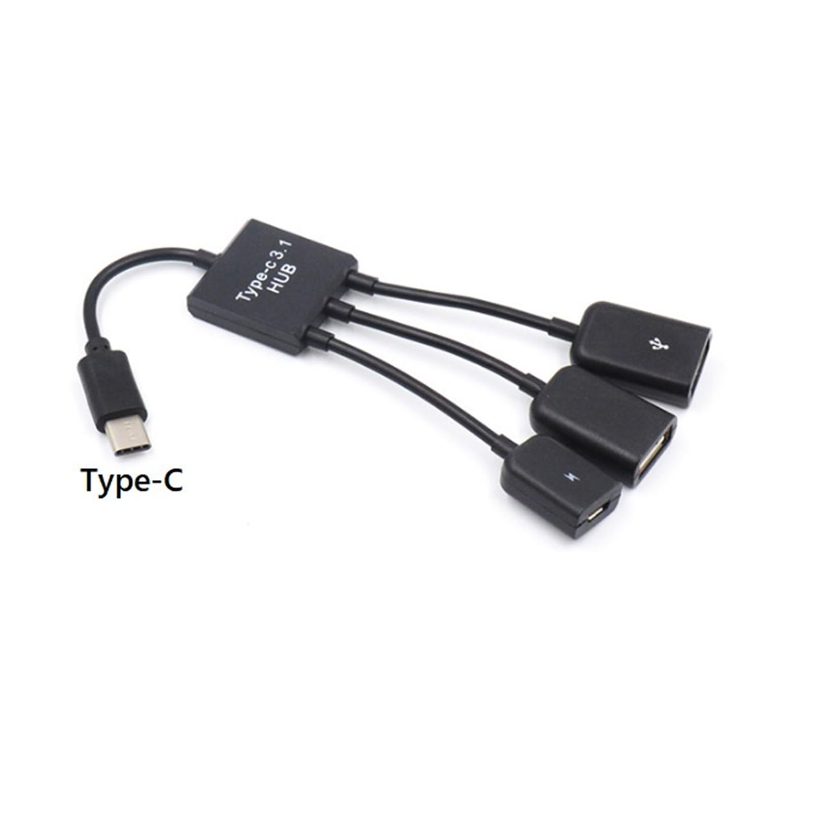 Adapter 3 w 1 Micro USB/typu C OTG, męski na podwójny USB 2.0 żeński koncentrator hosta do smartfona PC tabletu, kompaktowy kabel do synchronizacji danych typu Plug and Play (typ C)