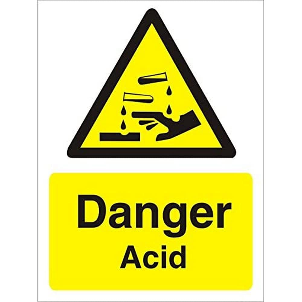 Seco Danger Acid Sign, 200mm x 300mm - 1mm Semi Rigid Plastic