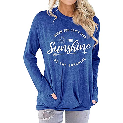 Womens Long Sleeve Shirts Hessimy Women's Long Sleeve Round Neck Casual T Shirts Blouses Sweatshirts Tunic Tops with Pocket