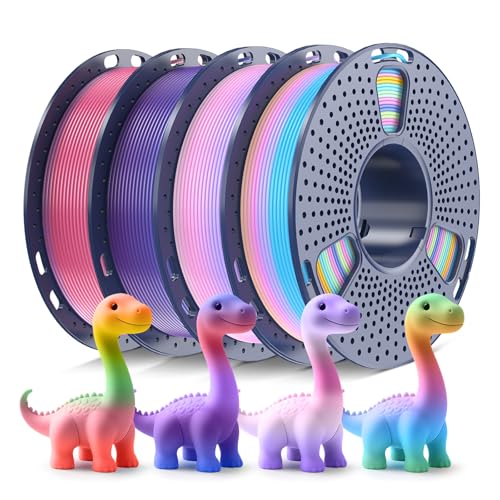 Image of SUNLU Rainbow PLA Filament 1.75mm, 250g Spool Bundle, 3D Printer Filament | Beginner Friendly Multicolor Bundle, Fast Color Change, 4 Rolls, Rainbow 01+02+03+04
