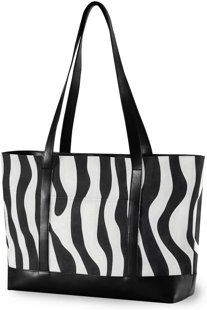 ALAZA Zebra Print Laptop Tote Bag for Woman 15.6 inch Laptop Organizer Bag Teacher Work Purse