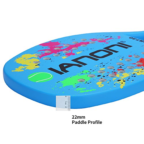 ianoni Beach Tennis Racket Carbon Paddle Fiber Grit Face with EVA Memory Foam Core Beach Tennis Raquet (Blue)
