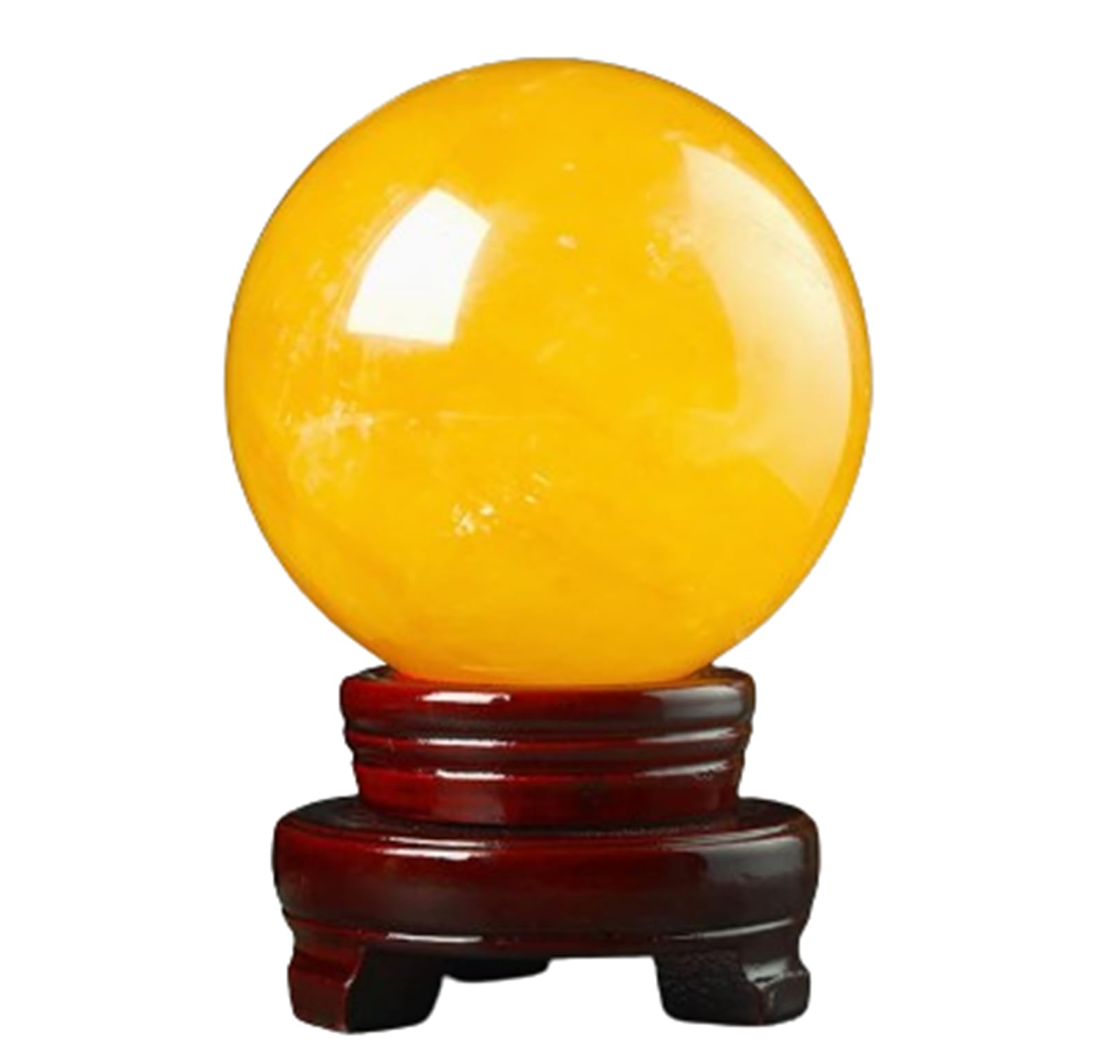 DPURPIWADY Yellow Calcite Crystal Ball with Stand - Decorative Quartz Sphere for Photography, Magic Fortune Teller Decor & Magical Lens Crystals Decorations,20cm