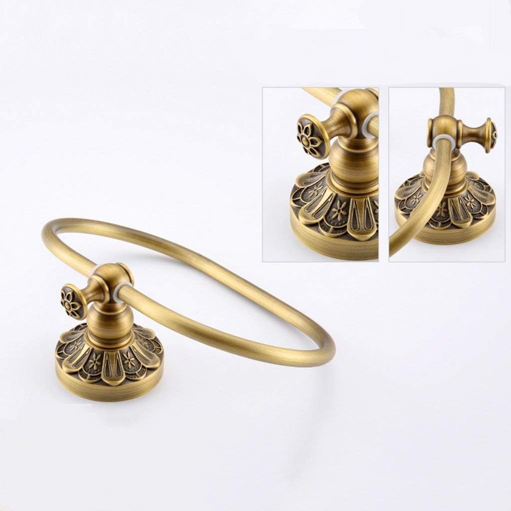 Towel Racks Towel Ring Thicken Wall-Mounted Movable Towel Ring Bathroom Retro Hardware Pendant European-Style Copper Antique