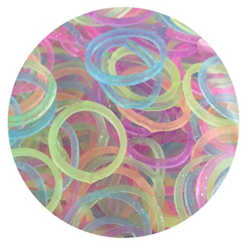 Lagiwa - Recharge bracelet loom bands 180 élastique bi-couleurs & couleur assortie modèle aux choix (Pailleté)