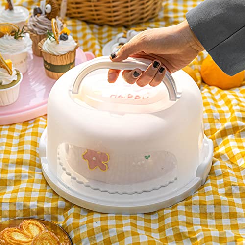 1Pc Cake Cupcake Carrier With Lid And Handle,Portable Cake Stand Fits 10 Inch Cake,Plastic Pie Carrier Cake Storage Container | Perfect For Transporting Cakes, Cupcakes, Or Other Desserts (White) #TOP2