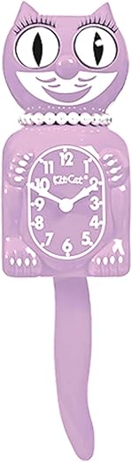 Kit-Cat Klock Limited Edition Pastel Lilac Lady - Cat Clock with Moving Eyes and Tail, Battery Operated Wall Clock, Made in USA, Modern Clock