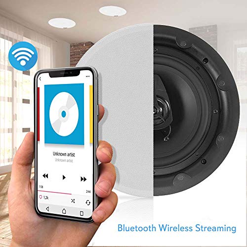 Pyle Ceiling And Wall Mount Speaker - Wireless Bluetooth 8” Dual 2-Way Audio Stereo Sound Subwoofer Kit With, 360 Watts, In-Wall & In-Ceiling Flush Mount For Home Surround System Pwrc85Bt #TOP5