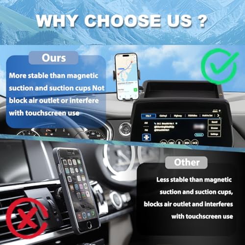 Image of Car Phone Holder Compatible with Chevy Blazer 2023 2024 2025 Accessories 10.2-Inch Screen Fixed Clip, Cell Phone Mount with Dash Tray Center Console Organizer Hands-Free 360 Rotation