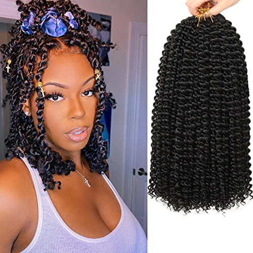 Passion Twist Hair, 7 Packs 36cm Water Wave Crochet Braids Meches for Long Bohemian Hair Tresse Cheveux ShowJarlly Passion Twist Crochet Hair Extensions de cheveux synthétiques（14inch，1B#）