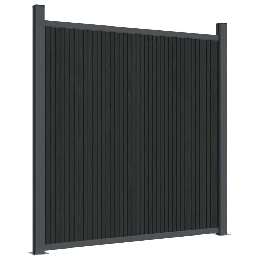 Panel de valla gris 872 x 186 cm WPC, juego de paneles para valla de jardín, material WPC robusto y duradero, sistema modular con opciones de montaje flexibles, componentes de aluminio y acero