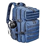HUNTVP 45L Mochila Táctica de Nylon Bolsa de Asalto Estilo Militar Bolsa Impermeable para Caza Viajar Aire Libre Trekking Senderismo - Azul