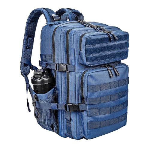 Imagen de HUNTVP 45L Mochila Táctica de Nylon Bolsa de Asalto Estilo Militar Bolsa Impermeable para Caza Viajar Aire Libre Trekking Senderismo Azul