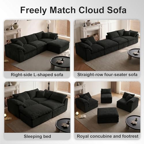 Image of 109 inch Modular Boneless Cloud Couch Sectional for Living Room
