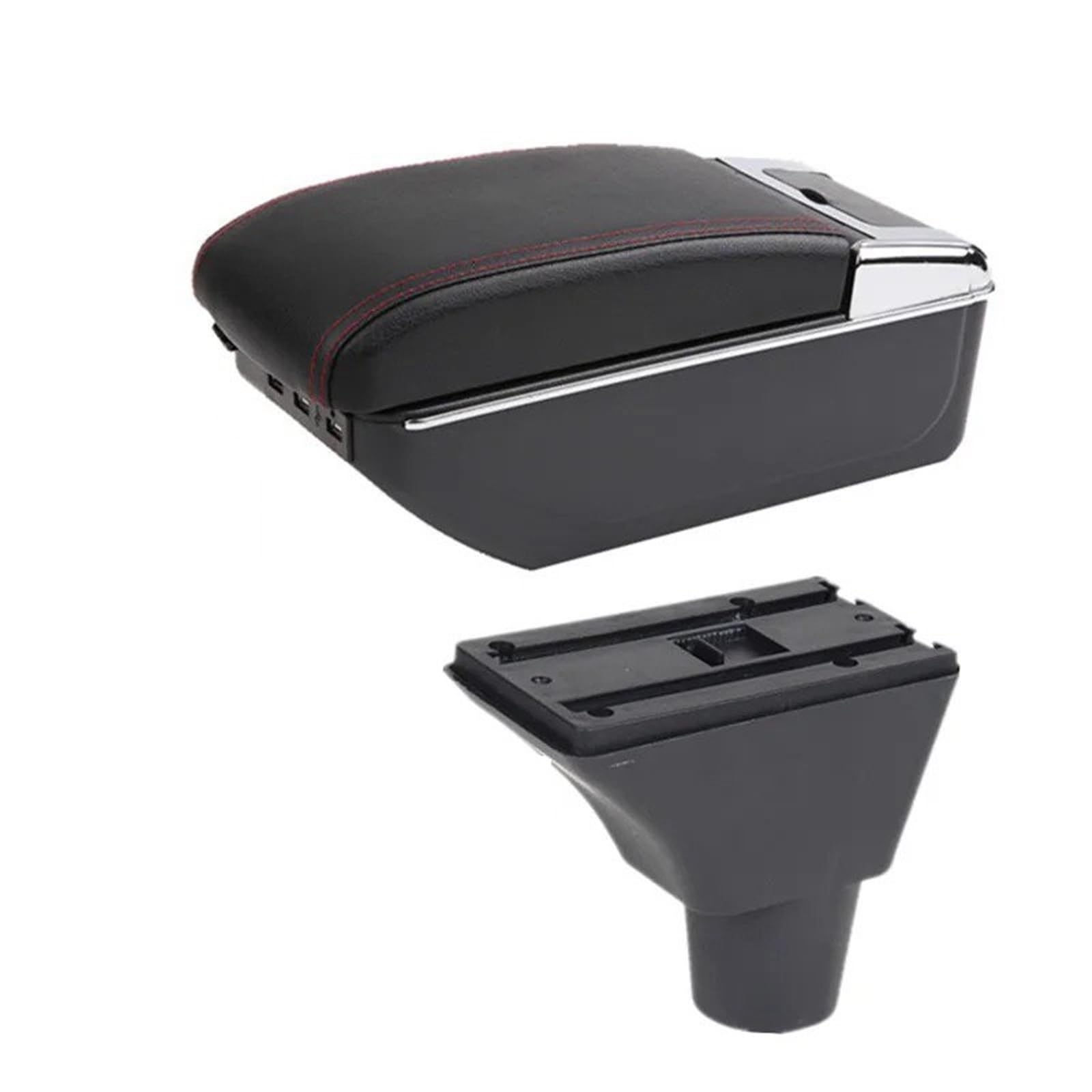 Hguvsjd Armrest Box For Sandero For Stepway For Logan 2 Armrest Storage Box Retrofit Accessories Car Armrests(C red line 7USB)