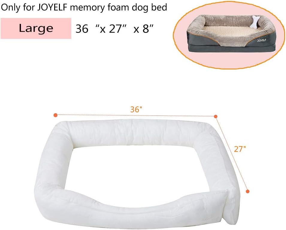 joyelf orthopedic memory foam dog bed replacement filling bolster insert stuffing pillow - large size large-36"x27"