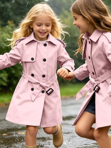Image of Betusline Womens & Girls Waterproof Trench Coat Double Breasted Lapel Overcoat Outerwear, 3 Years - Women 2XL