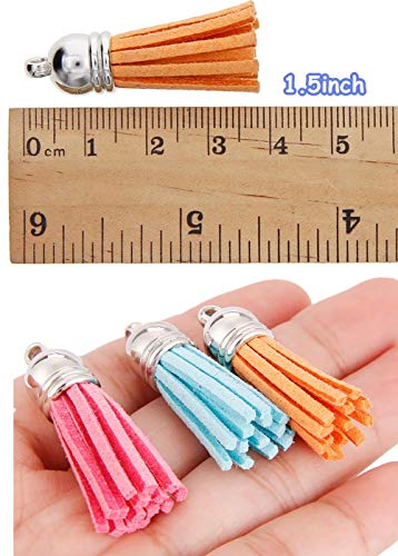 Borlas de ante sintético gris claro de 3,8 cm para manualidades y collares 2