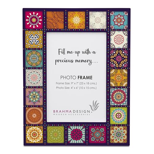 Image of Photo Frame with Gift Box | Size: 9 inch x 7 inch (Photo 4 inch x 6 inch) | Multi Mandala | Aesthetic Decorative Photo Frame for Wall Mount and Tabletop