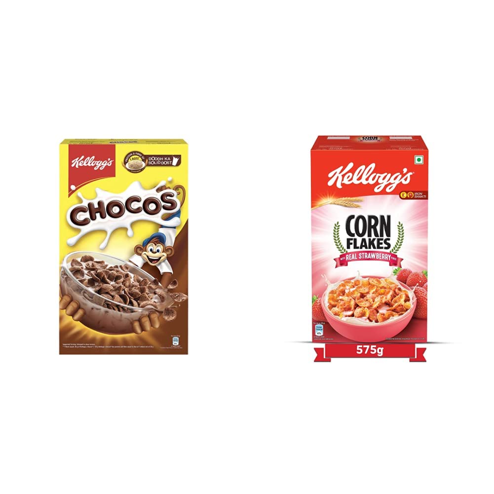 Kelloggs Combo, Kelloggs Chocos, High in Protein, B Vitamins, Calcium and Iron, 700g and Kelloggs Corn Flakes Real Strawberry Puree, 575g (B08D3QHR5S) Amazon Price History, Amazon Price Tracker