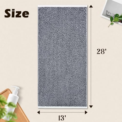 Cleanbear Hand Towels for Bathroom Set of 4 - Herringbone Stripes, 13 x 28 Inches, 3.5 oz per Towel, Lightweight for Quick Drying, Navy Blue, Highly Absorbent by Cleanbear - Image 2