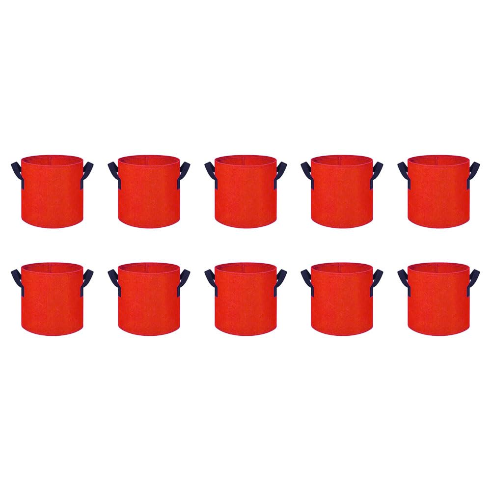 tooloflife Paquete de 10 macetas de fieltro resistentes, macetas de jardinería de tela de aireación de 7 galones para flores de tomate y pimiento, doble costura reforzada