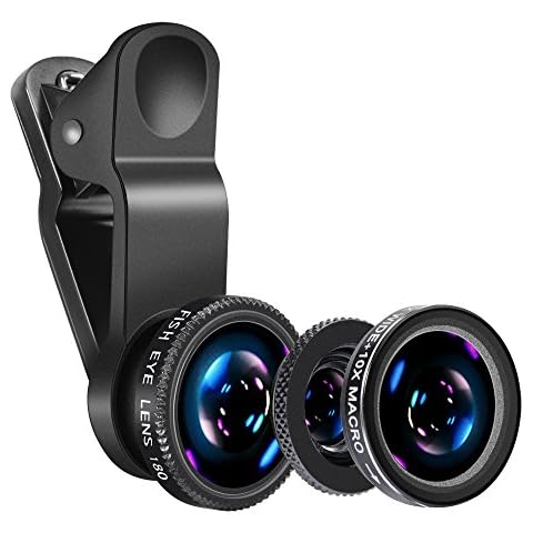 Mobile Phone Camera Lens Kit Phone Lens With Fish Eye Lens +Macro Lens + Wide Angle Lens Compatible With iPhone,Samsung,Huawei,iPad,Sony,HTC,LG,etc (Black) Cover