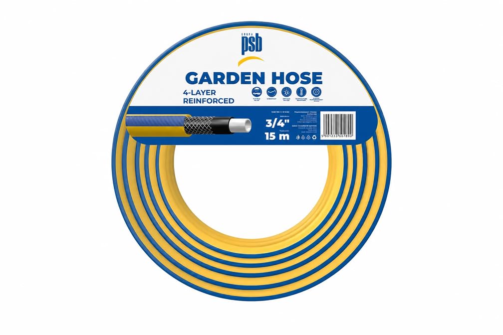 Garden Hose 3/4 Inch 15m 4-Layer Reinforced Flexible