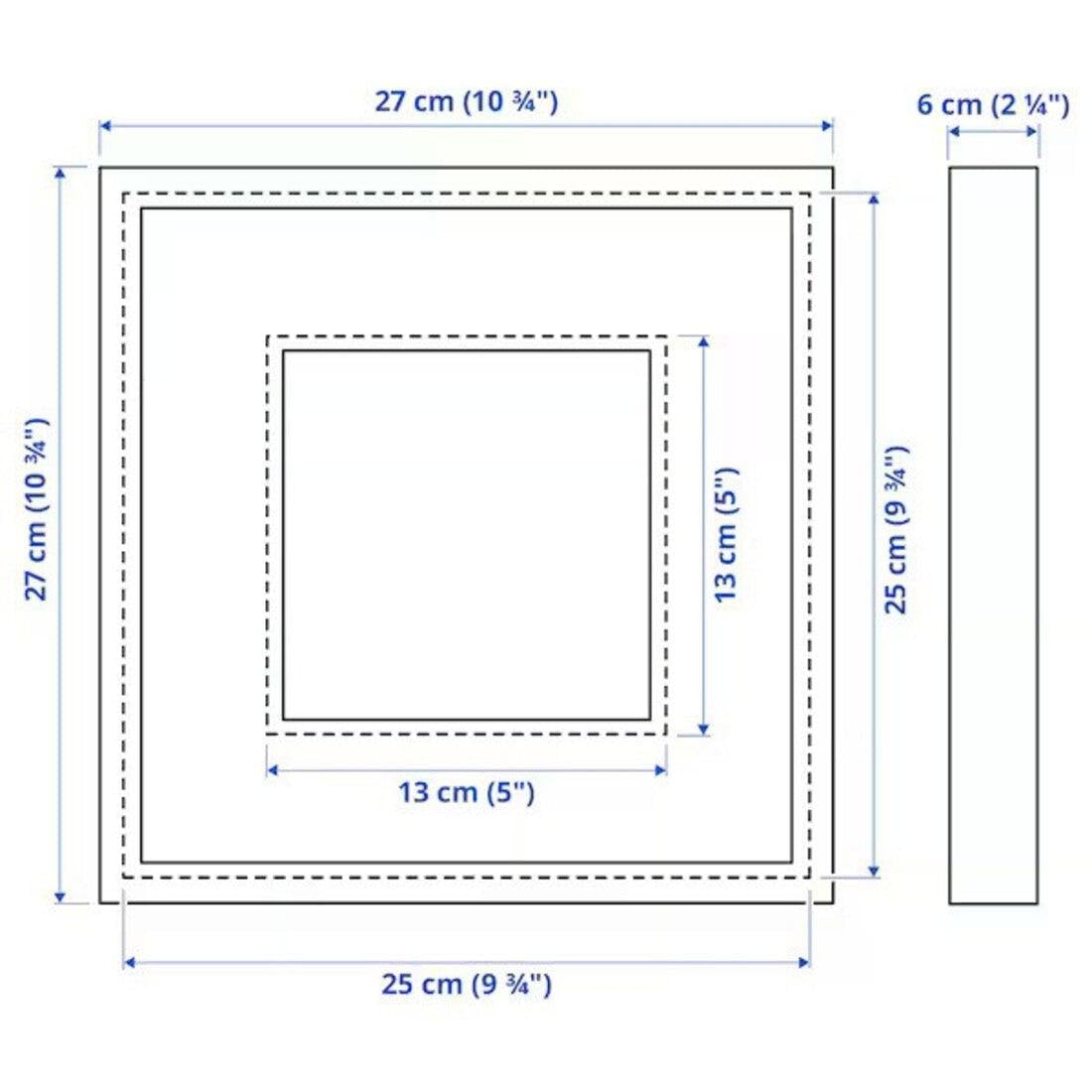 IKEA SANNAHED - Marco de fotos cuadrado 3D profundo, efecto madera de abedul claro, 25 x 25 cm (13 x 13 cm con alfombrilla), pared/independiente, juego de 2