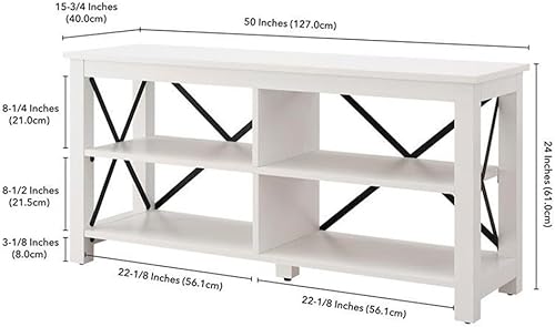 Miniatura 3 de Henn&Hart Soporte rectangular de TV para televisores de hasta 55 pulgadas en blanco, soportes de TV para la sala de estar
