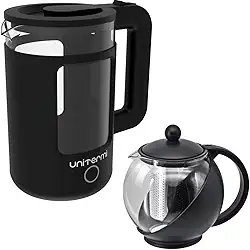 Kit Chaleira Elétrica Inox e Vidro 1,5 L 110V com Jarra Infusora Inox ou Preta 750 ML (PRETA)