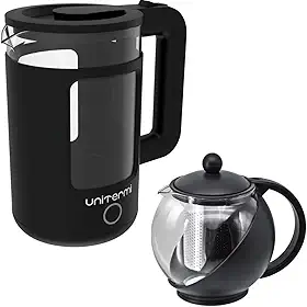 Kit Chaleira Elétrica Inox e Vidro 1,5 L 110V com Jarra Infusora Inox ou Preta 750 ML (PRETA)