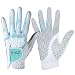 PGM Women's Golf Glove One Pair,Anti-Slip and Breathable,Bionic Gloves(Double color) (blue, 19)