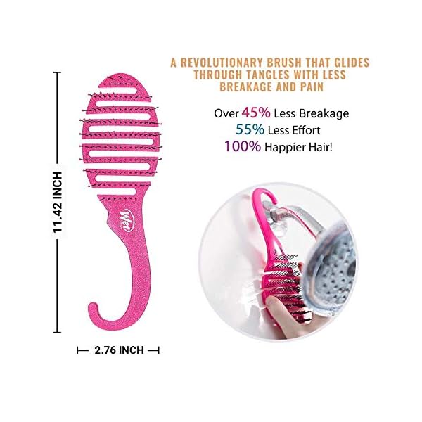 Wet Brush Shower Hair Brush Detangler - Exclusive Ultra-soft IntelliFlex Bristles - Minimizes Pain And Protects Against Split Ends and Breakage - Comb For Women, Men, Wet & Dry Hair - Pink Glitter