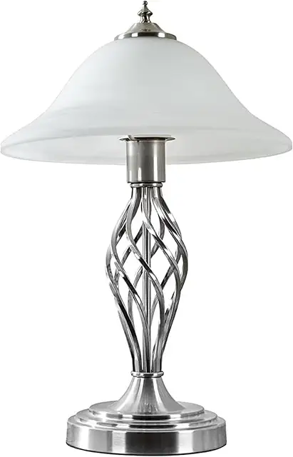 Traditional Nickel Twist Alabaster Table Lamp - Frosted Shade