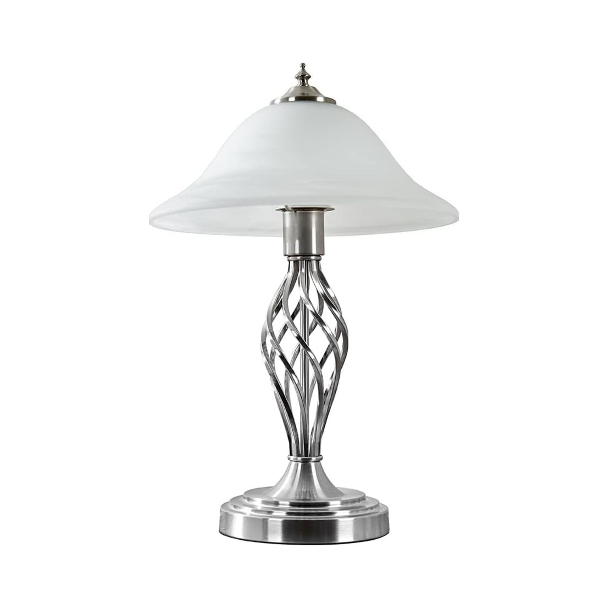 MiniSun | Traditional Style Nickel Twist Table Lamp with a Frosted Alabaster Shade | Table Lamps, Home Décor & Improvement Essential