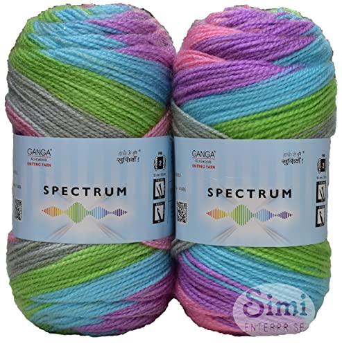 Image of Ganga Spectrum S M Pearl Green (500 gm) Wool Ball Hand Knitting Wool /Art Craft Soft Fingering Crochet Hook Yarn, Needle Knitting Yarn Thread Dyed
