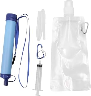 Filtro de Agua de Emergencia para Acampar al Aire Libre con Sistema de filtración Multicapa - Portátil, configuración Completa,Vida de filtración de 1500L