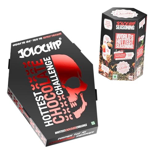 Image of JOLOCHIP World's Hottest Chocolate (10g) & World's Hottest Seasoning (12g) | Extreme Spicy Combo Pack | Perfect for Spice Challenge Lovers (CHOCOLATE + SEASONING)